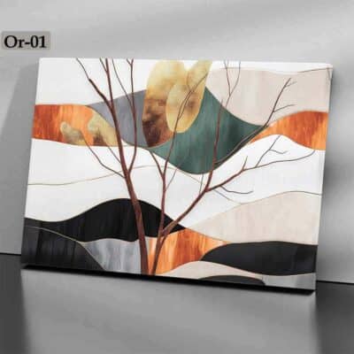 Design géométrique, couleurs chaudes et inspiration nature. Disponible sur aliprintdz.com – votre boutique d’art mural moderne en Algérie