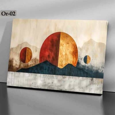Design géométrique, couleurs chaudes et inspiration nature. Disponible sur aliprintdz.com – votre boutique d’art mural moderne en Algérie