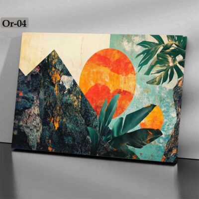 Design géométrique, couleurs chaudes et inspiration nature. Disponible sur aliprintdz.com – votre boutique d’art mural moderne en Algérie
