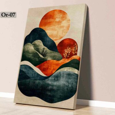 Design géométrique, couleurs chaudes et inspiration nature. Disponible sur aliprintdz.com – votre boutique d’art mural moderne en Algérie