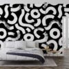 ALIPRINT Papier peint design noir et blanc avec motifs abstraits, moderne, dans une chambre élégante. Idéal pour une décoration intérieure contemporaine. Algerie