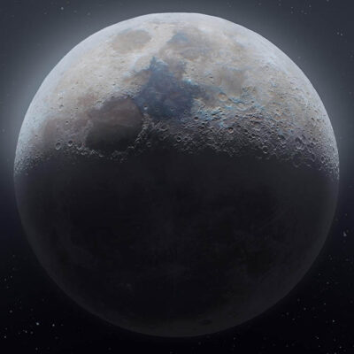 ALIPRINT Planète Terre vue de l'espace avec des étoiles en arrière-plan, surface lunaire détaillée, cosmologie, astronomie, fond d'écran céleste. Algerie