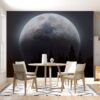 ALIPRINT Papier peint décoratif lunaire avec grande lune en arrière-plan, mobilier moderne, design intérieur élégant, idéal pour salon ou salle à manger. Algerie