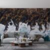 ALIPRINT Papier peint océan moderne dans un salon élégant, mur d'accent texture naturelle, design intérieur contemporain, décoration murale créative. Algerie