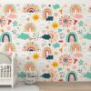 ALIPRINT papier peint décoratif mural en algerie Tableau et papier peint décoratif mural Algérie pour chambre d'enfant avec motifs arc-en-ciel, nuages et soleils. Décoration murale personnalisée et originale.