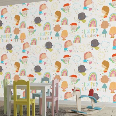 ALIPRINT papier peint décoratif mural algerie Tableau décoratif mural pour chambre d'enfant en Algérie. Papier peint enfantin avec motifs joyeux : arc-en-ciel, soleil, personnages. Idéal pour décoration intérieure. papier peint décoratif mural algerie