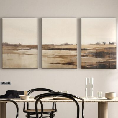 aliprint Tableau décoratif en Algérie, trois toiles modernes aux teintes neutres, parfait pour embellir un intérieur contemporain.