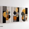 aliprint Tableau décoratif en Algérie avec des formes géométriques modernes en noir, or et gris, parfait pour embellir un intérieur.