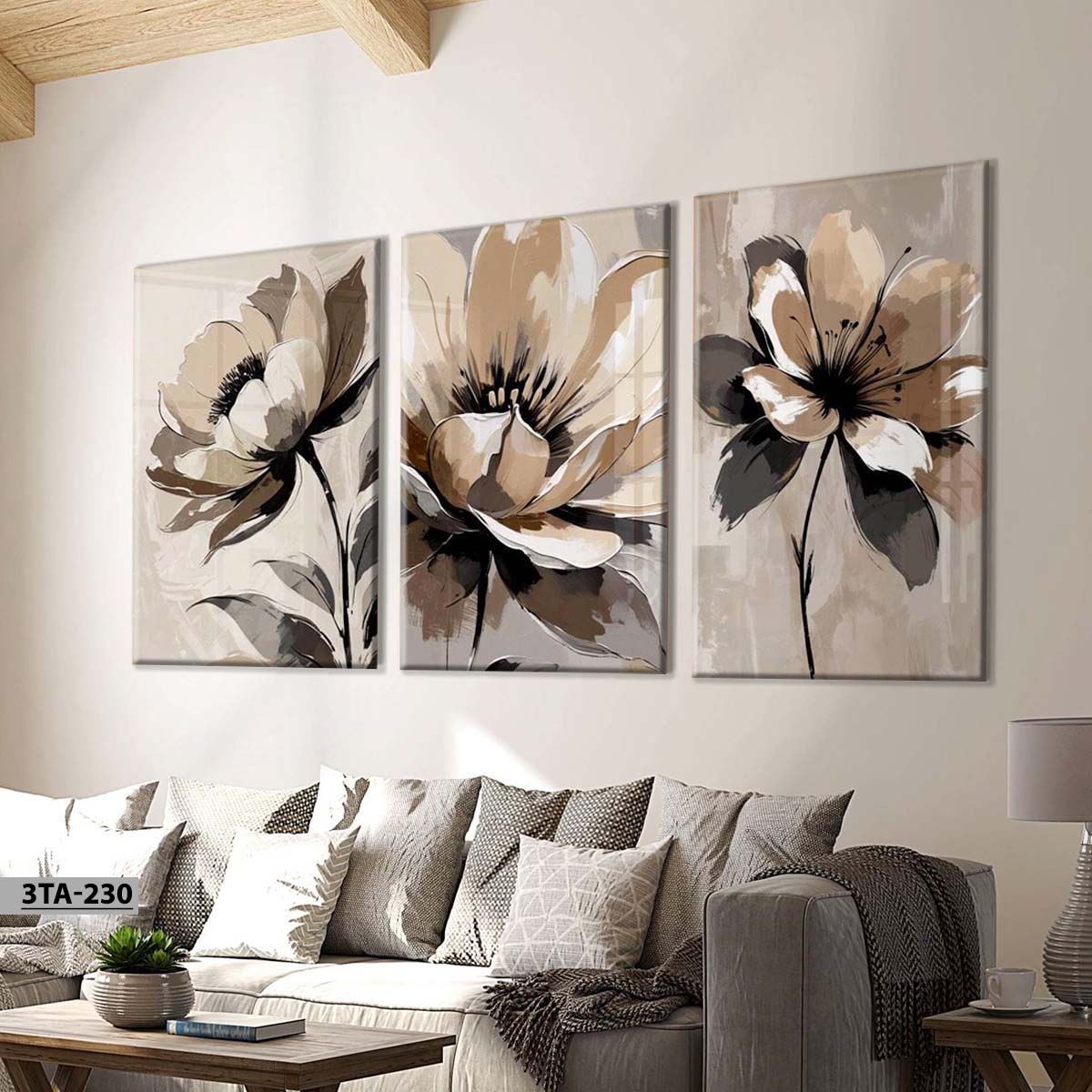 aliprint Tableau décoratif en Algérie représentant des fleurs modernes sur un mur, ajoutant une touche artistique à l'intérieur.